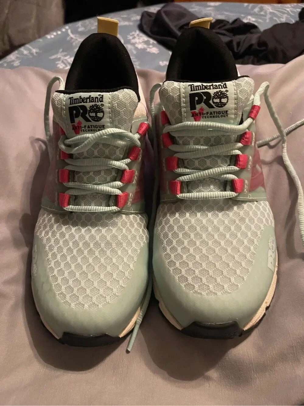 Timberland PRO Womens Pink Light Green Radius Composite Safety Toe Shoes 8.5M